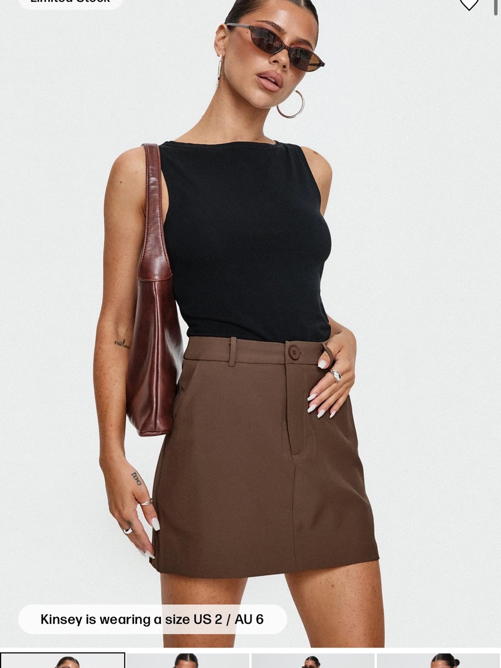 Princess Polly Sabyna Tailored Mini Skirt Brown